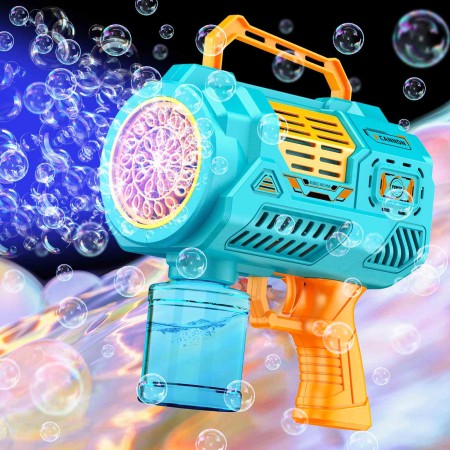 CIRYCASE Bubble Machine Gun, Rechargeable 26-Hole Bubble Blaster Guns for Age 3+ Kids/Adults with LED Lights, 360° Leak-Proof & 10000+ Bubbles Per Minute, for Outdoor Wedding Party Birthday Gift