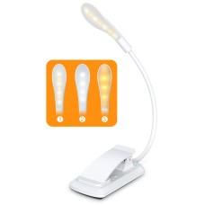 CIRYCASE Luz Lectura con Clip, Lampara Libro de Lectura USB Recargable para El Cuidado de Los Ojos, Luz Pinza con 7 LED de 3 Niveles de Brillo (Cálido y Frío), Interruptor Táctil, 360° Ajuste Flexible