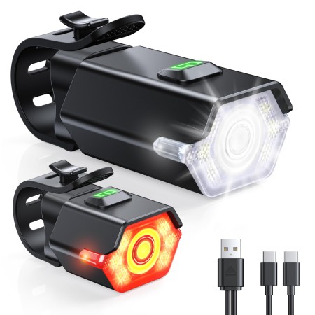 CIRYCASE Bike Lights Front and Back, 3+6 Modes Bicycle Lights with Side Warning Light, Rechargeable & IP65 Waterproof Cycle Lights, Cycling Lights Headlight and Rear for Road Riding, Easy to Install