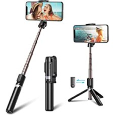 Palo Selfie Tripode, CIRYCASE Mini Bluetooth Tripode para Movil, 3 en 1 Extensible Selfie Stick con Inalámbrico Control Remote, Portátil Trípode Compatible con iPhone 13 Pro Max/13/12, Galaxy S22/S21